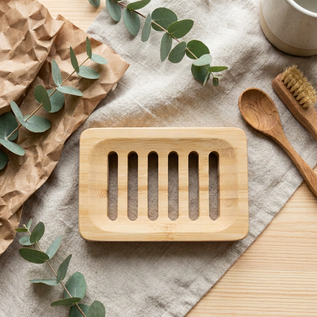 Bamboo Soap Dish | Wooden Soap Holder & Draining Tray